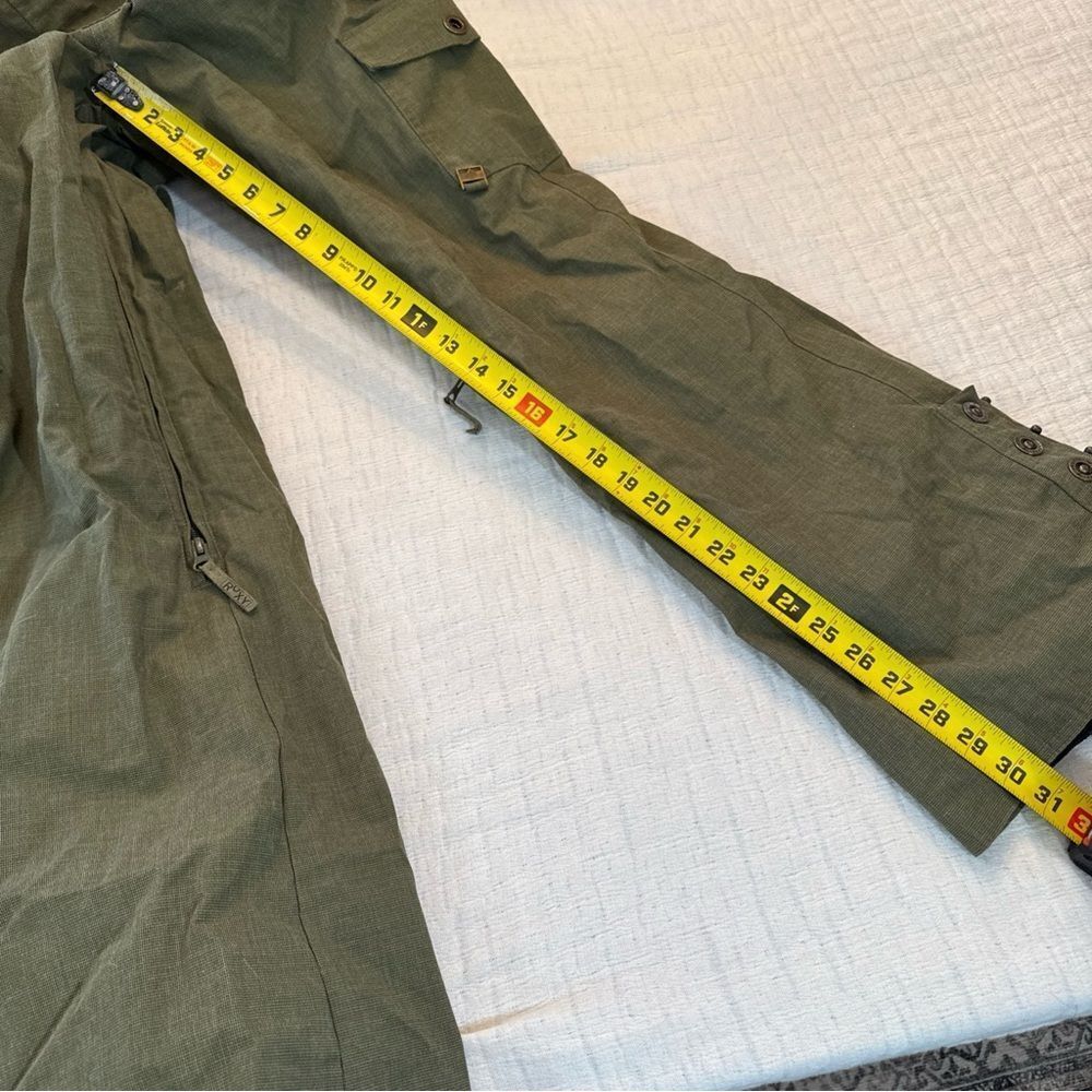 Roxy Snow Jumpsuit Snow Suit Olive Green Women’s XS Fur Lined Collar Y2K - Picture 11 of 15